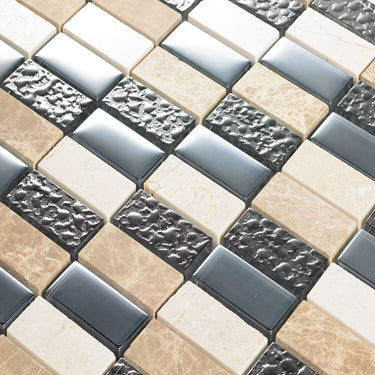 Black Crema Linear Mosaic Sheet