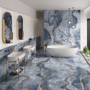 Onyx Blue Marble Effect Matt Porcelain
