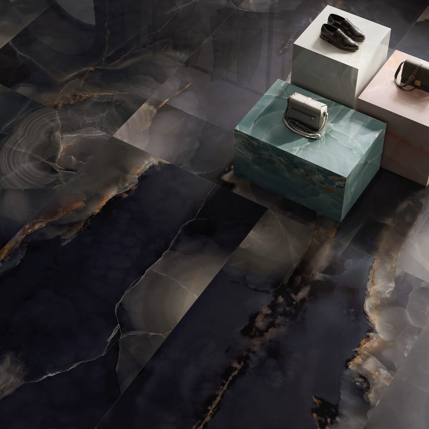 Onyx Marble Black Roomset Onyx Black Marble Effect Polished Porcelain - Image 1